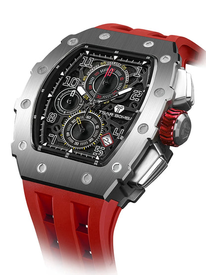 TSAR BOMBA New TB8204 Watch for Men, Japan Quartz Chronograph, 50M Waterproof Wristwatch, Fashion Sport Clock, Luxury Gift