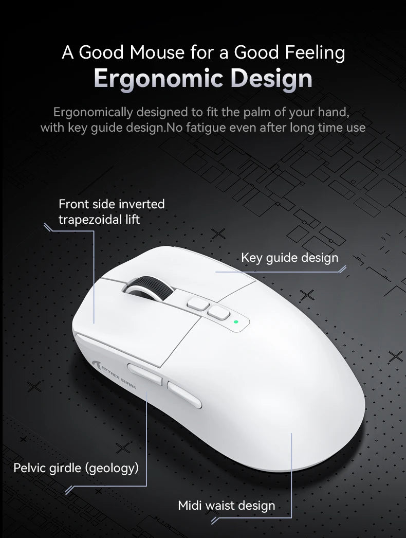 ATTACK SHARK X6 Tri-Mode Gaming Mouse with Magnetic Charging Dock, 26K DPI PixArt PAW3395 Sensor, 49g Ultralight Wireless Gaming Mouse for PC, Mac & Xbox