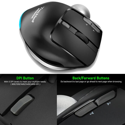 Lefon F33 Bluetooth Ergonomic Trackball Mouse, Rechargeable Wireless Trackball Mouse with Bluetooth & 2.4G, 4800 DPI Ergonomic Rollerball Mouse for PC, Office & Drawing