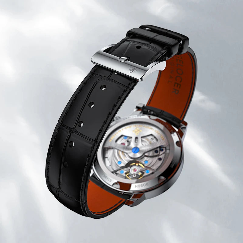 AGELOCER Original World Time Watch Men's Luxury Business Formal Automatic Mechanical Watch Birthday Gift for Men