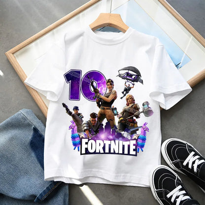 Fortnite Children’s Birthday Number T-Shirt Girls Boys Summer Clothes Baby Cotton Tee Shirts Party Short Sleeve Tops Toddler Gift