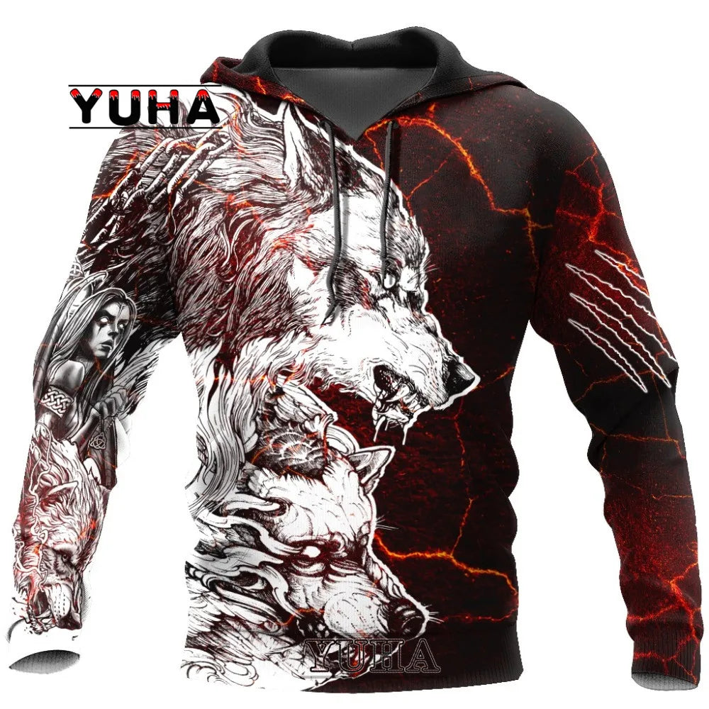 3D-bedruckter Wolf-Hoodie Unisex – cooler Pullover mit Tiergrafik, Sweatshirt für Herren-Streetwear
