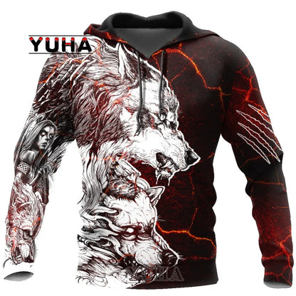 3D-bedruckter Wolf-Hoodie Unisex – cooler Pullover mit Tiergrafik, Sweatshirt für Herren-Streetwear