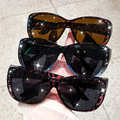 Rhinestone Fit Over Glasses Sunglasses Fashion Sun Glasses Fit Over GlitteringOversized Leopard Square Glasses