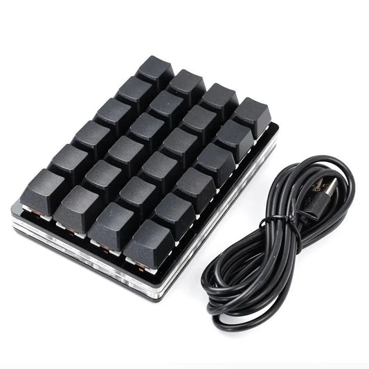 Mini teclado mecânico USB personalizado de 24 teclas preto/branco para gaming, Sayo Device, teclado programável de atalhos com teclas macro