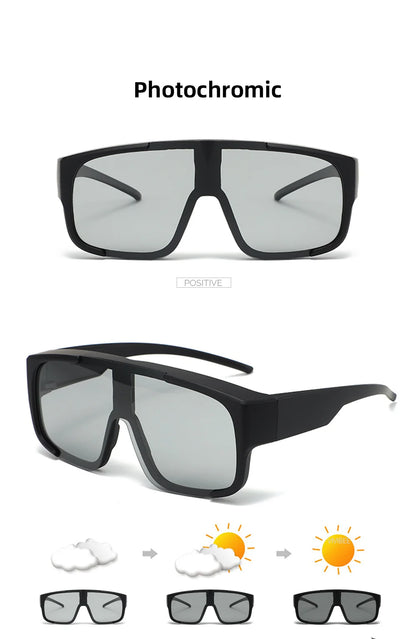 VIVIBEE Large Polarized Glasses Fit Over Sunglasses Photochromic Men Driving UV400 Fishing Outdoor Women Mirrored Dark Goggles