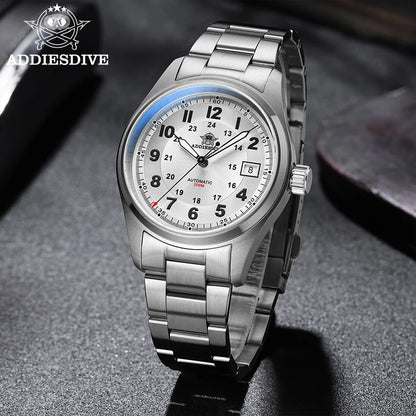ADDIESDIVE Men's Retro Mechanical Watch Sapphire Mirror Glass Stainless Steel Watch BGW9 Luminous 200m Waterproof Analog Watch