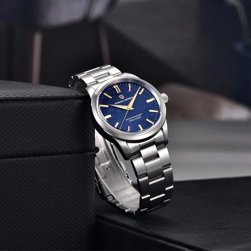 PAGANI DESIGN 40MM Meteorite Dial Men's Quartz Watches Luxury Business Sapphire 316L Stainless Steel 100M Waterproof Watch for Men