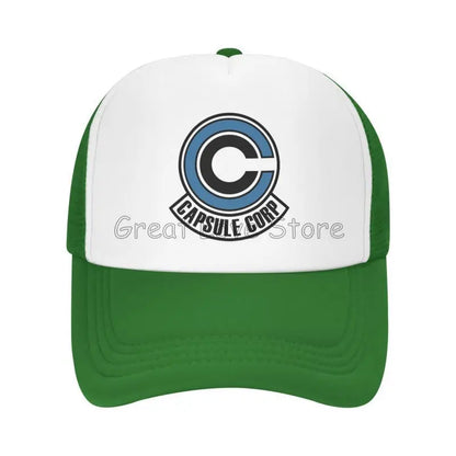 Capsule Corp Cappellini da baseball in rete Unisex Cappellino da camionista in stile hip-hop Cappellino da papà in stile anime DBZ Cappellino da corsa regolabile Cappellini da camionista estivi Cappellini snapback