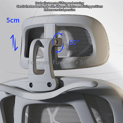 Silla de oficina ergonómica para ordenador con malla transpirable, reposabrazos, soporte lumbar ajustable, reposacabezas y diseño para escritorio, hogar y gaming