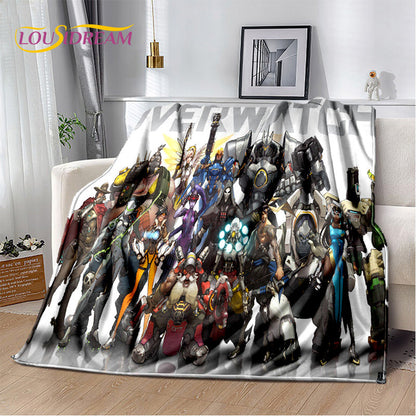 Overwatch Gamer DVA Reaper Manta Macia de Peluche, Manta de Flanela para Sala de Estar, Quarto, Cama, Sofá, Piquenique, Criança, 3D