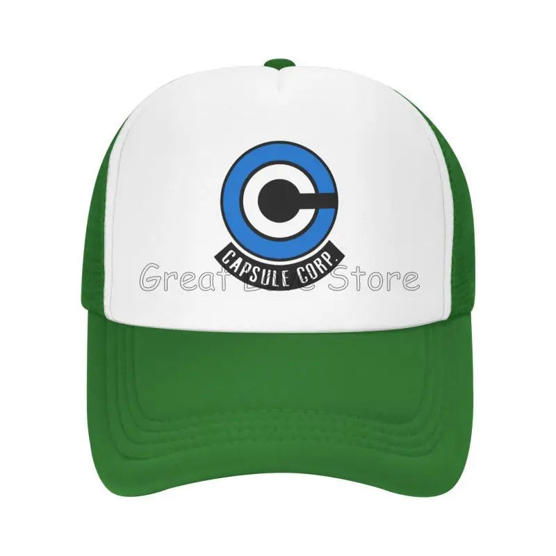Capsule Corp Cappellini da baseball in rete Unisex Cappellino da camionista in stile hip-hop Cappellino da papà in stile anime DBZ Cappellino da corsa regolabile Cappellini da camionista estivi Cappellini snapback