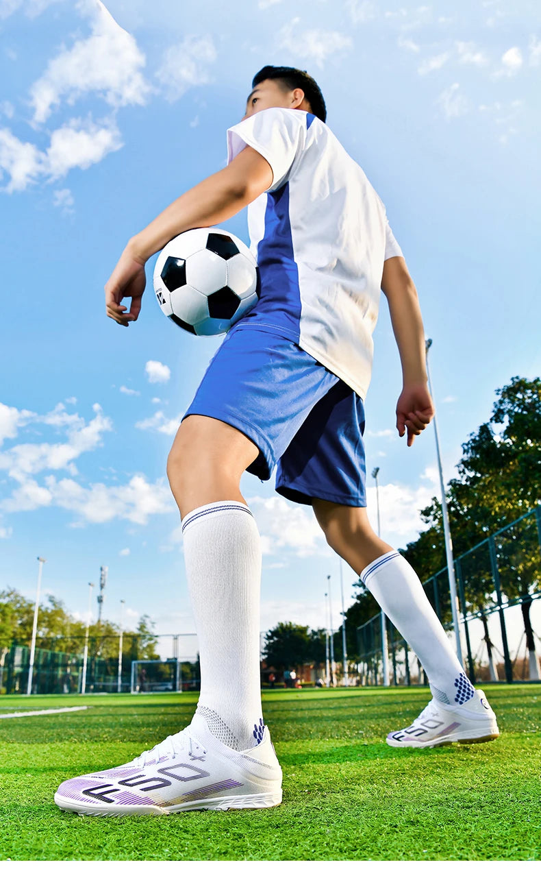 Męskie trampki z kolcami do trawy – wysokiej jakości buty piłkarskie do futsalu i piłki nożnej, antypoślizgowe, do użytku w pomieszczeniach, bestsellerowe, z wysoką cholewką, do użytku na zewnątrz