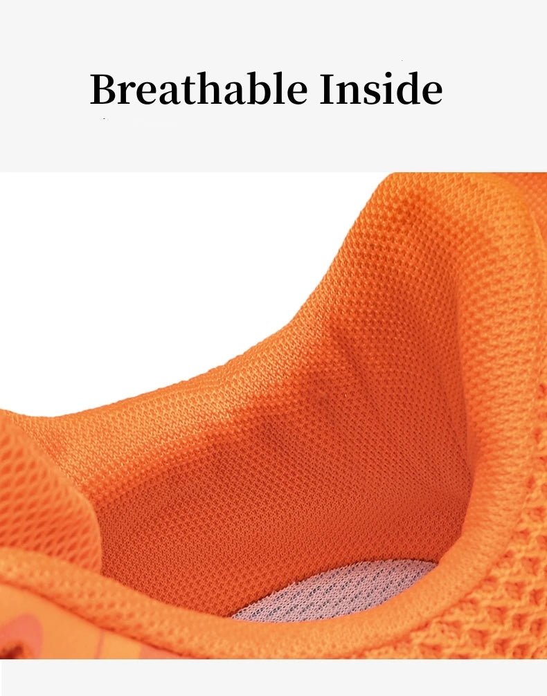 Fashion Platform Men's Running Shoes Trendy Casual Knit Breathable Orange Sneakers Men Outdoor Sports Non-slip Jogging Shoes Man