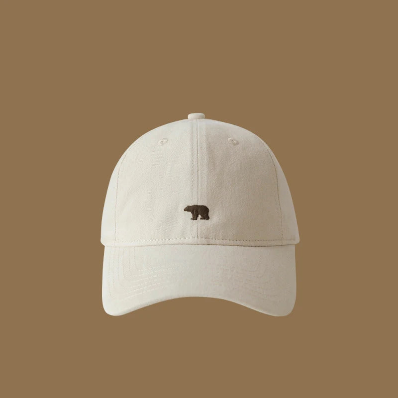 Polar Bear Embroidered Baseball Hats for Men and Women, Wide brims to Show Face, Small Retro Hats, Soft Top Duck Tongue Hats