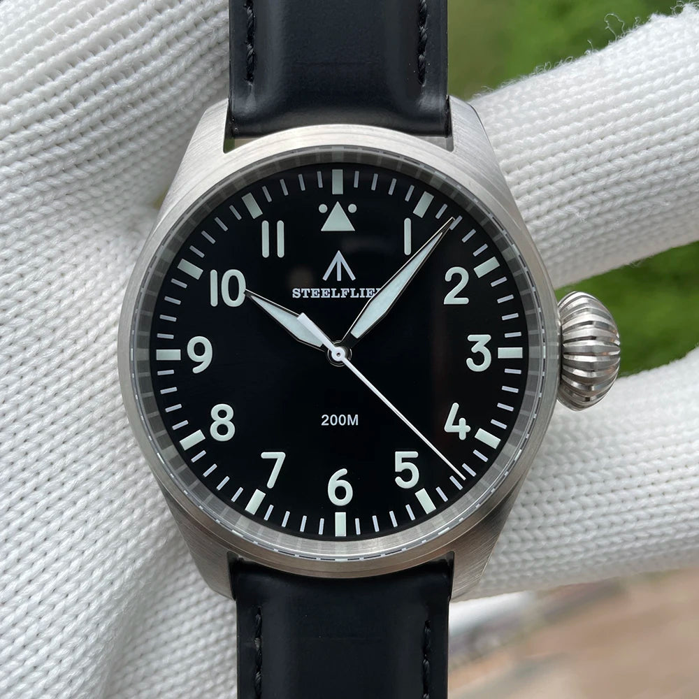STEELFLIER Official SF743 Pilot VH31 Quartz Movement Big Onion Crown 200M Waterproof Sapphire Crystal Luxury Dive Luminous Watch