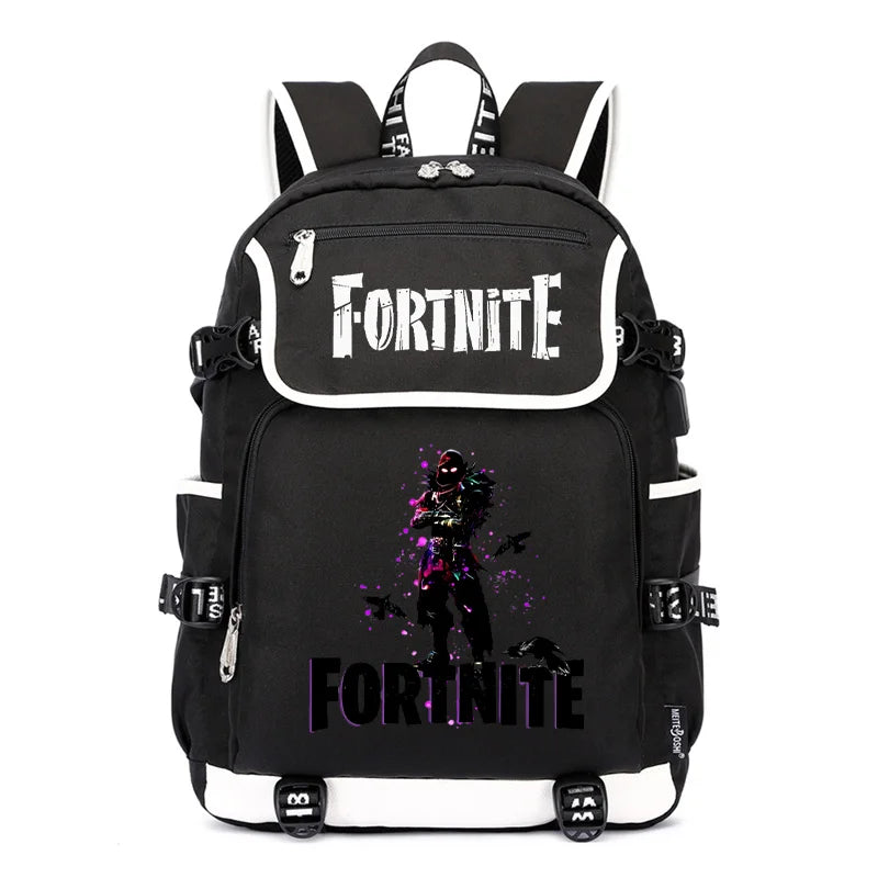 Fortnites Large Capacity Backpack Casual Shoulder Bag with USB Port Unisex Anime Students Schoolbag New Stylish Stationery Gift