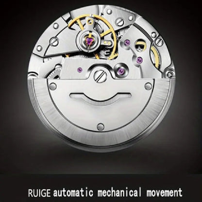 RUIGE Fashion Men's Fully Automatic Mechanical Watch Stainless Steel Calendar Men's Night Light Waterproof Versatile Watch