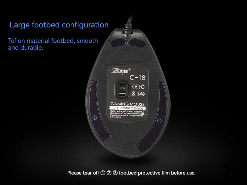 Mouse verticale ZELOTES C-18, mouse ottico RGB a 11 tasti con joystick, mouse gaming laser programmabile per PC e gamer