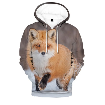 Beliebte Hip-Hop-Novelty-Hoodies und Sweatshirts mit komfortablem Fox-3D-Print für Herren/Damen und Erwachsene/Kinder, lässige Pullover