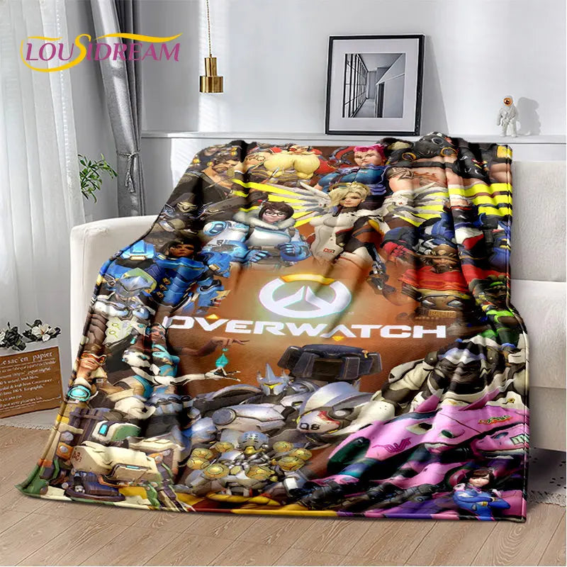 Overwatch Gamer DVA Reaper Manta Macia de Peluche, Manta de Flanela para Sala de Estar, Quarto, Cama, Sofá, Piquenique, Criança, 3D