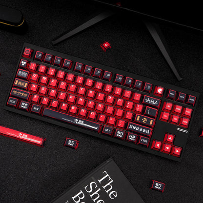 Manga Red Black Cherry Keycap Kit PBT 129 Key MX Switch HI75 HI8 68 F99 104 64 Wooting Mechanical Keyboard