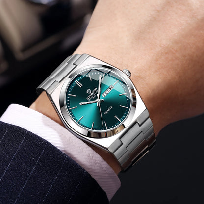 Montre-bracelet à quartz de luxe BINBOND, lumineuse, étanche, jour de la semaine, date automatique, bracelet en acier, style business, sport, mode et décontracté.
