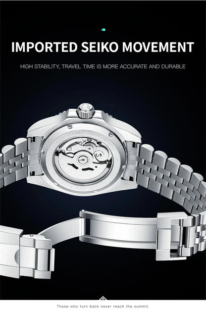 GUANQIN GMT Reloj para hombre 2025 nuevo reloj automático para hombre NH34 reloj mecánico de pulsera con cristal de zafiro y acero inoxidable para mano izquierda