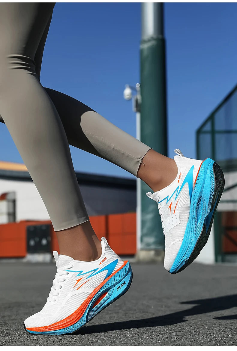 Ténis de Corrida NOVOS com Placa de Carbono para Maratona, Homem e Mulher, Desportivos, Respiráveis, Leves, Confortáveis, Antiderrapantes e Casuais