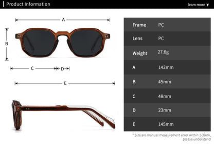 SHAUNA New Polygon Square Men Polarized Sunglasses Retro Rivets Women Blue Green Shades UV400