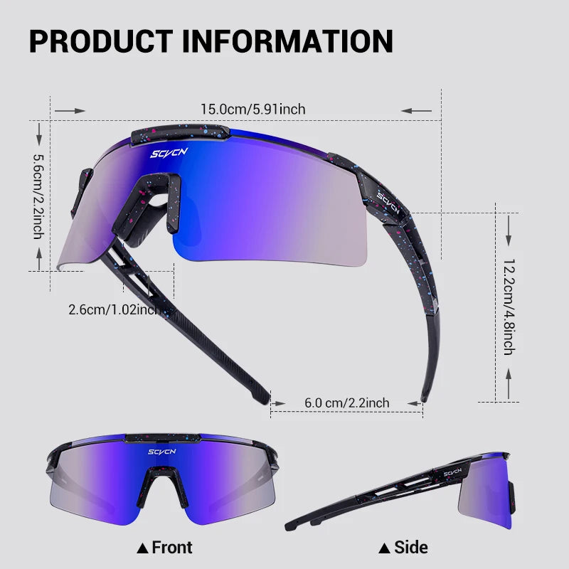 SCVCN UV400 Cycling Glasses Men Women MTB Road Bike Sunglasses Outdoor Hiking Drive Running Sunglasses Fashion Sports Glasses