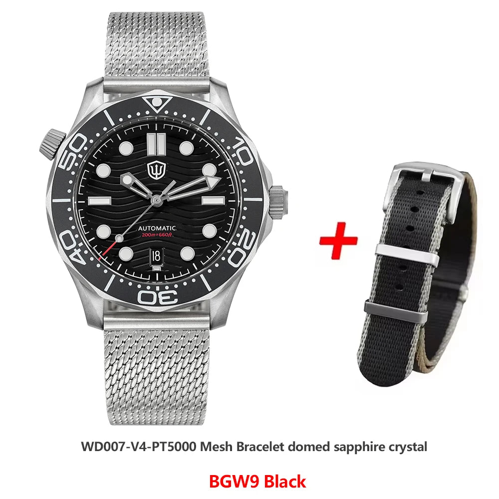 Watchdives WD007 V4 Titanium NTTD Dive Watch PT5000 Automatic Movement Sapphire Super Luminous Domed Crystal 42mm Men Watches