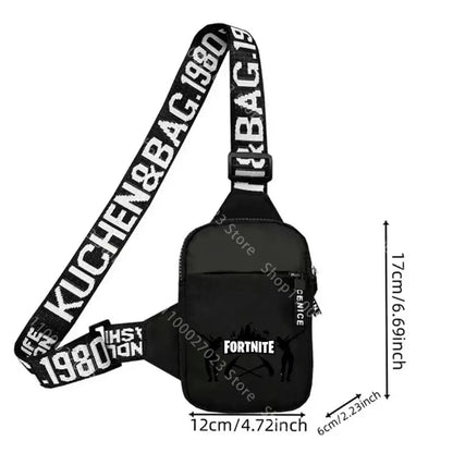 Bolso bandolera para adulto Fortnites, deportivo y casual, ligero, mini bolso para teléfono con estampado de figura de juego de dibujos animados, bolso cruzado de pecho para hombre, regalo
