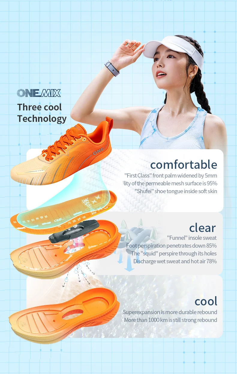 Zapatillas de running ONEMIX New Cushioning para hombre, aptas para corredores pesados, deportivas con cordones para mujer, antideslizantes, de exterior, deportivas para hombre