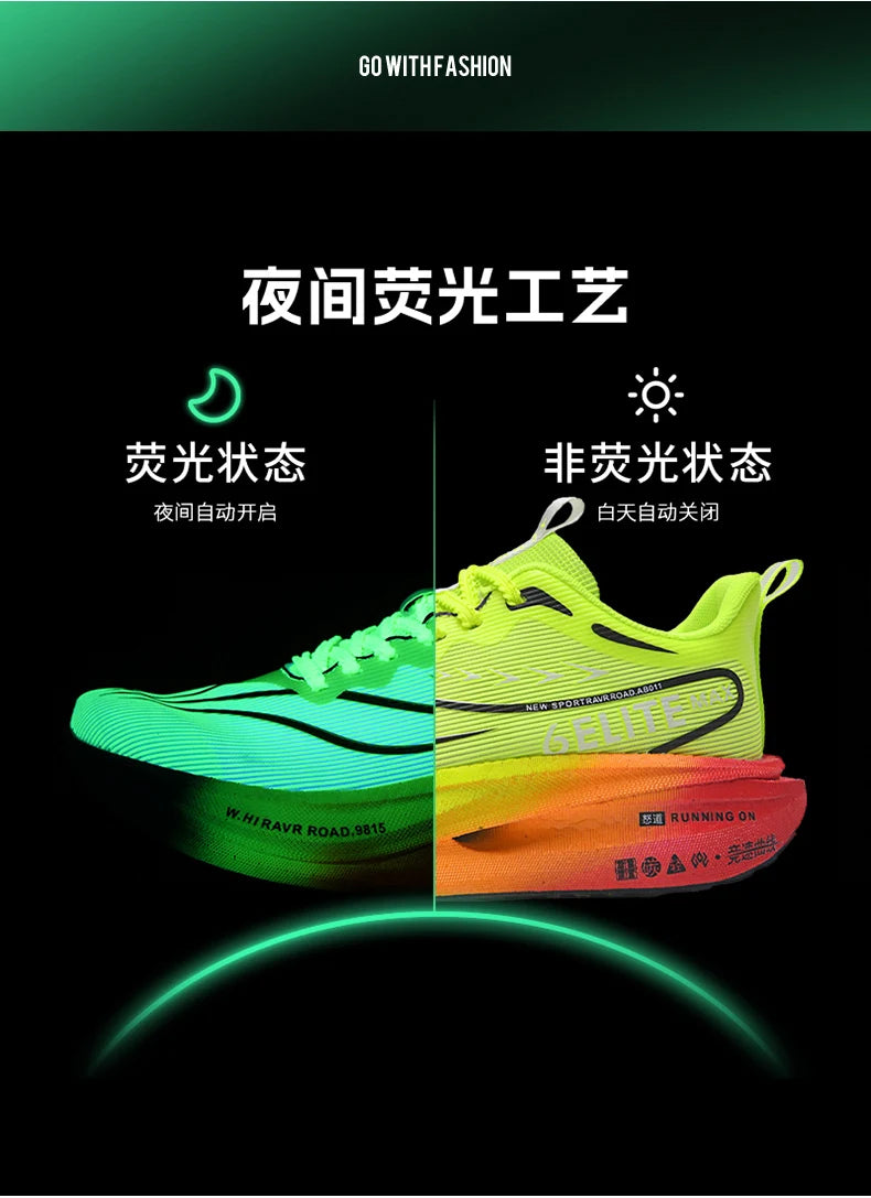Men’s Running Shoes with Carbon Board, Specialty Marathon Sports, Breathable, Lightweight, Comfortable Women’s Athletic Non-Skid Sneakers