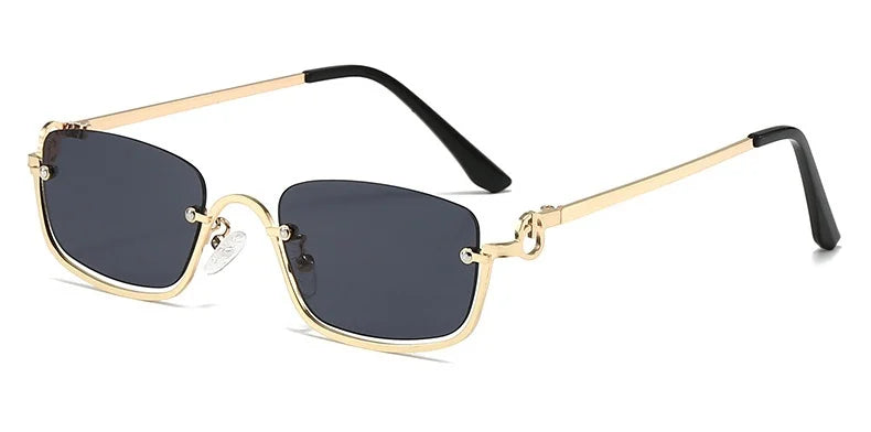 New retro metal small half frame sunglasses fashionable small square frame popular sunglasses brand designer sunglasses UV400