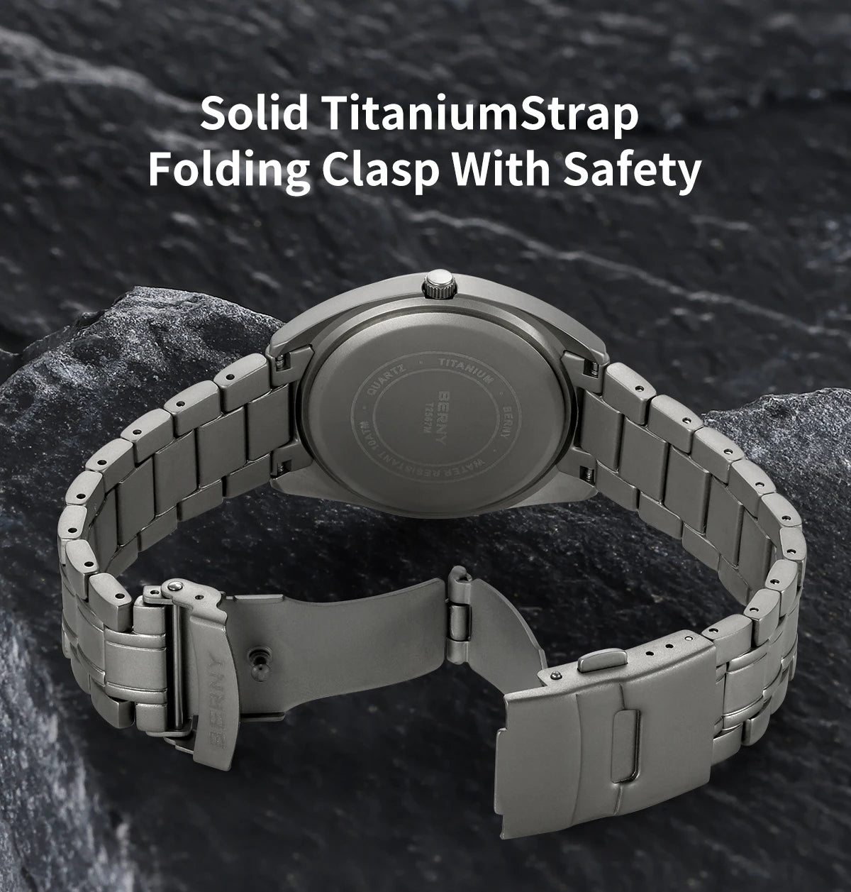 BERNY Titanium Watch for Men Super Light Weight Wristwatch Super Luminous Sapphire 10ATM Waterproof Sport Field Quartz Watches
