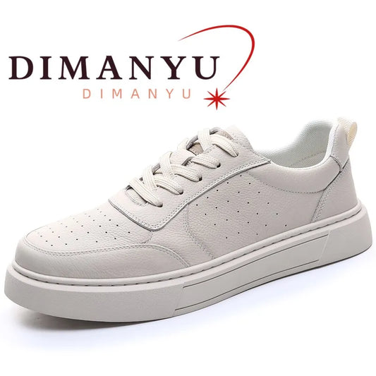 DIMANYU Men's Sneakers Genuine Leather 2026 New Summer Casual Shoes Men Platform Lace-Up Simple Fashion Breathable Shoes Men