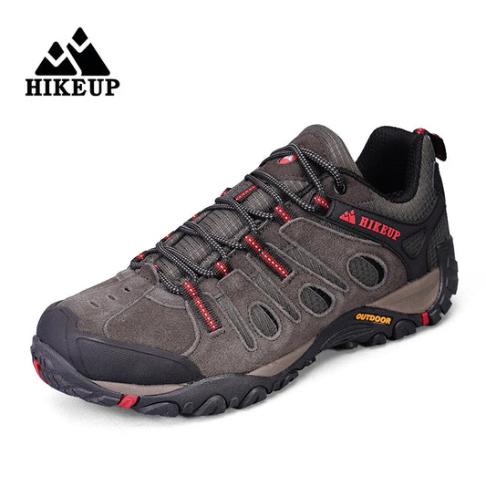 HIKEUP Hiking Shoes Men's Winter Climbing Trekking Sneakers for Men Leather Breathable Outdoor Anti-Skid Sports Work Shoes