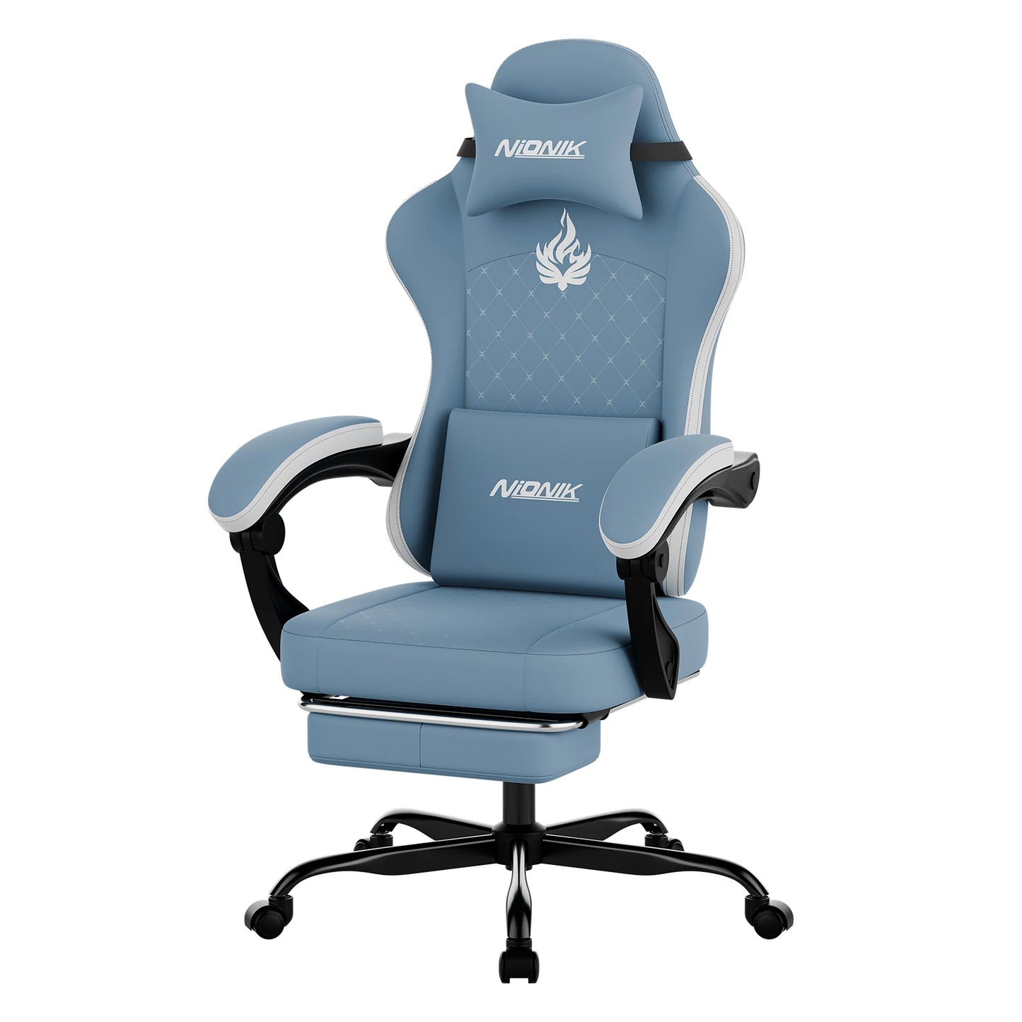 Gaming Chair High Back Ergonomic Office Chair with Footrest, Reclining Computer Gaming Chair, Adjustable Swivel Executive Desk Chair with Lumbar & Headrest Support