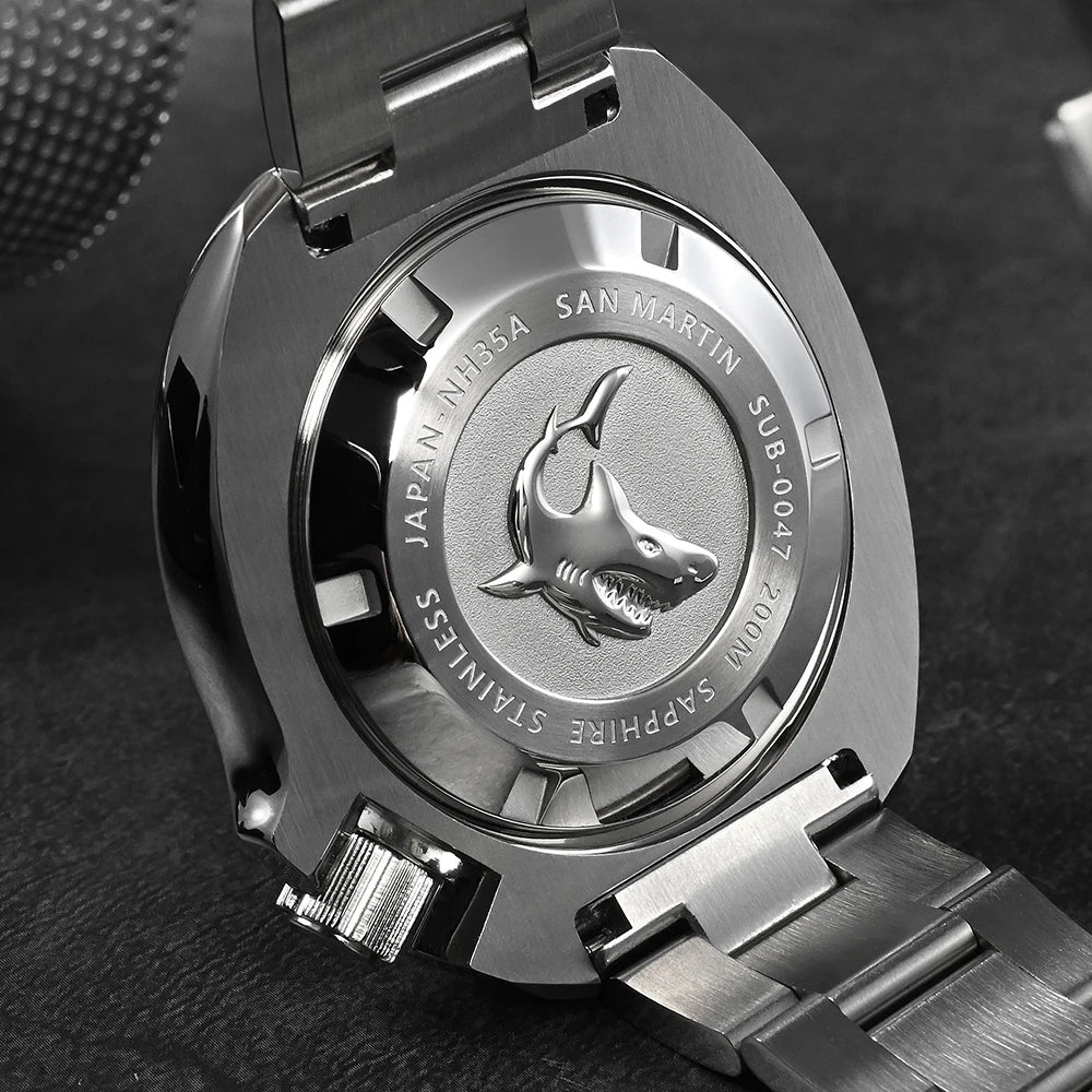 San Martin Turtle Men's Diver Watch 44mm NH35 Automatic Mechanical Wristwatch Sapphire Waterproof 200m Luminous Watches SN0047