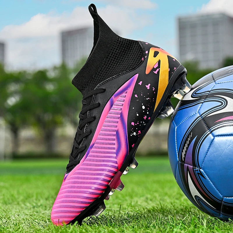 Nouvelles chaussures de football pour hommes, chaussures de sport, chaussures de futsal à cheville haute, chaussures de football de haute qualité, antidérapantes pour intérieur et extérieur, ultralégères, antidérapant