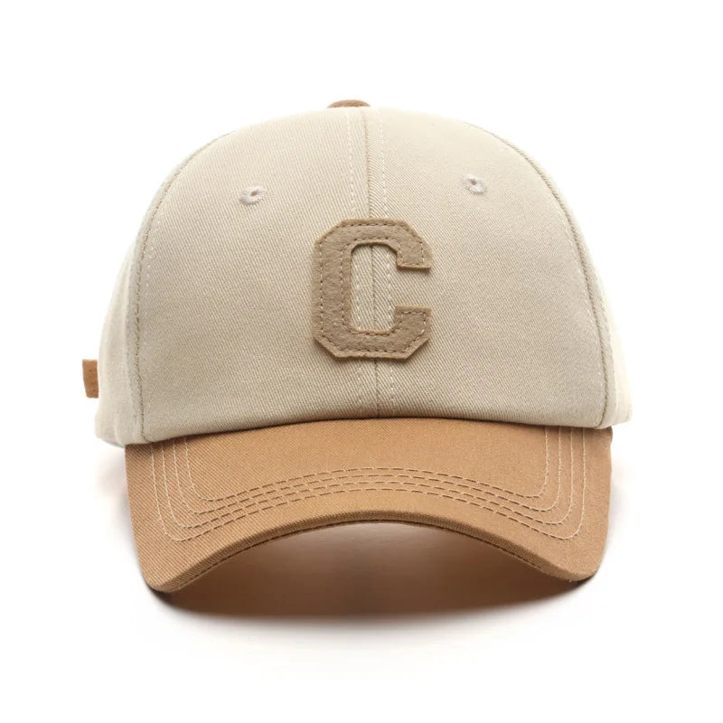 Vintage C Letter Embroidered Baseball Cap | Two-Tone Design, Adjustable Strap, Unisex for Men & Women