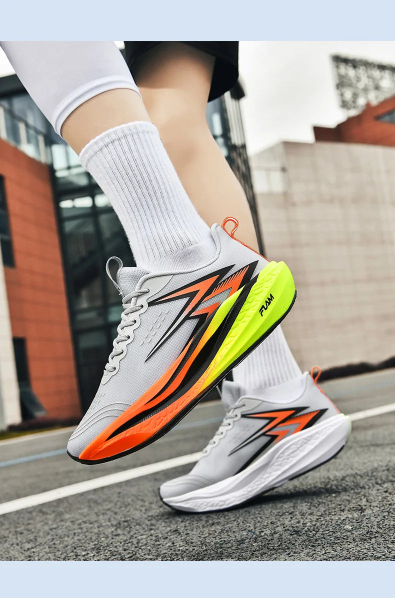 Ténis de corrida com placa de carbono para maratona, para homem e mulher, desportivos, respiráveis, leves, confortáveis e antiderrapantes