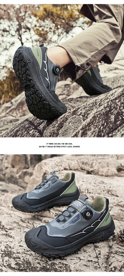 Sneakers da trekking da uomo con fibbia girevole, scarpe da escursionismo con suola spessa per attività all’aperto, scarpe sportive da uomo, comode e antiscivolo, ideali per arrampicata e passeggiate