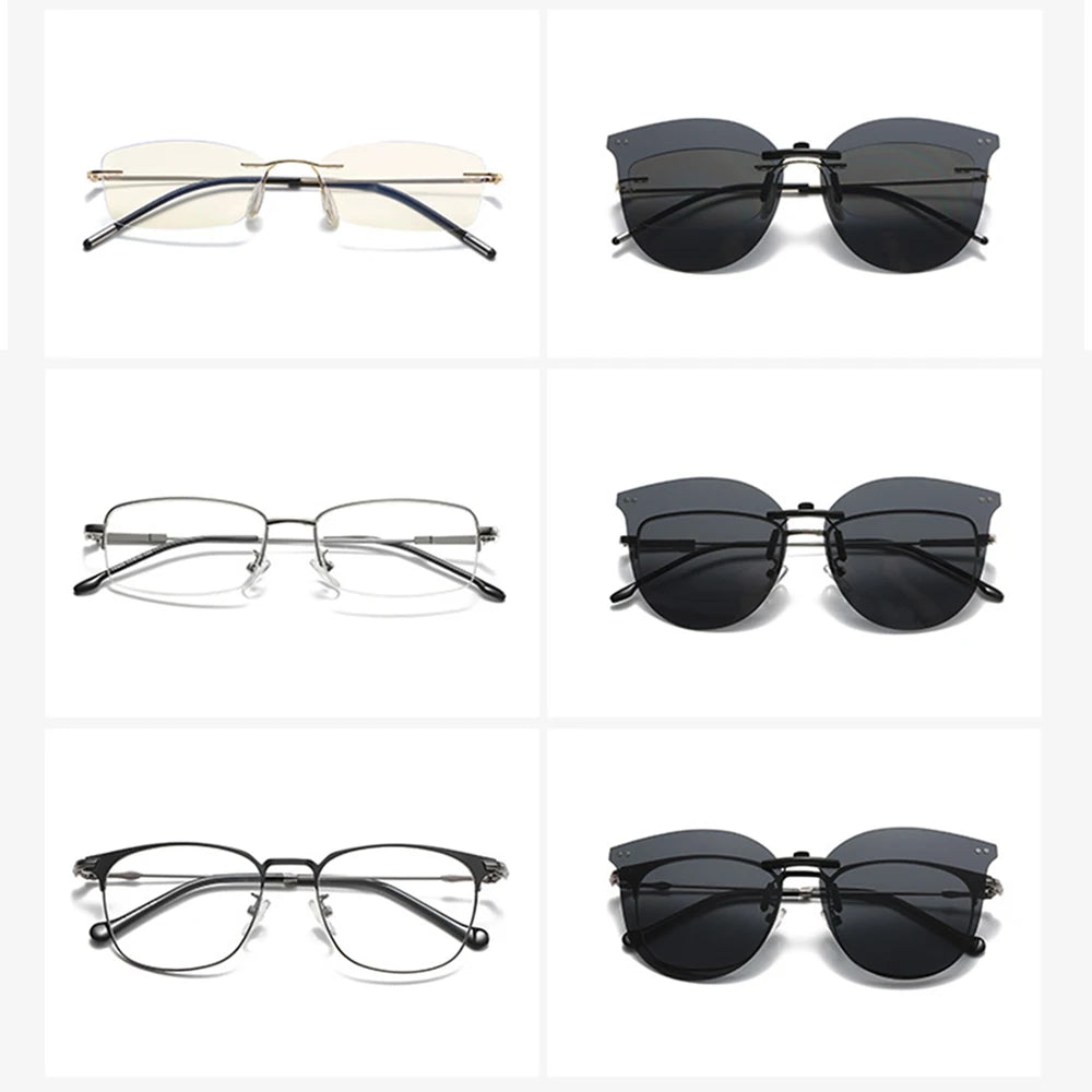 New Arrival Polarized Flip-up Clips Sunglasses for Myopia glasses, Retro Big Size Square Al-Mg glass Clip-on Sunglass Clip C3167
