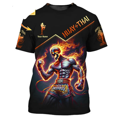 Μοντέρνο νέο γραφικό T-shirt Muay Thai για άνδρες, 3D εκτύπωση με γραφικό τίγρης και δράκου, προσωποποιημένο με όνομα, καλοκαιρινό T-shirt για γυμναστήριο και fitness