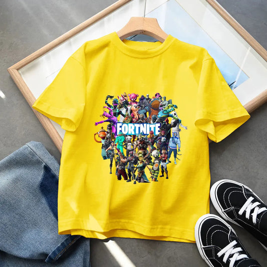 Summer Game Fortnite T-shirt Bottle Royale Birthday Tops Party Wear Boys Tee Fortnight Short Sleeve Cotton Kids Clothes