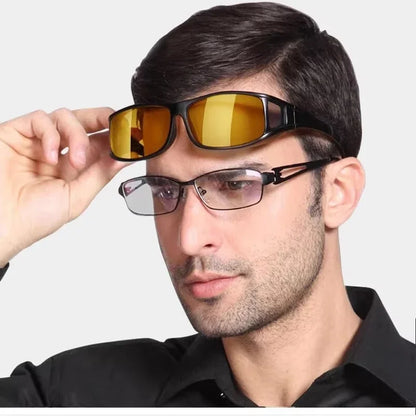 Night Driving Glasses For Men Women Fit Over Sunglasses Anti Glare Polarized HD Night Vision Glasses Windproof Outdoor Cycling