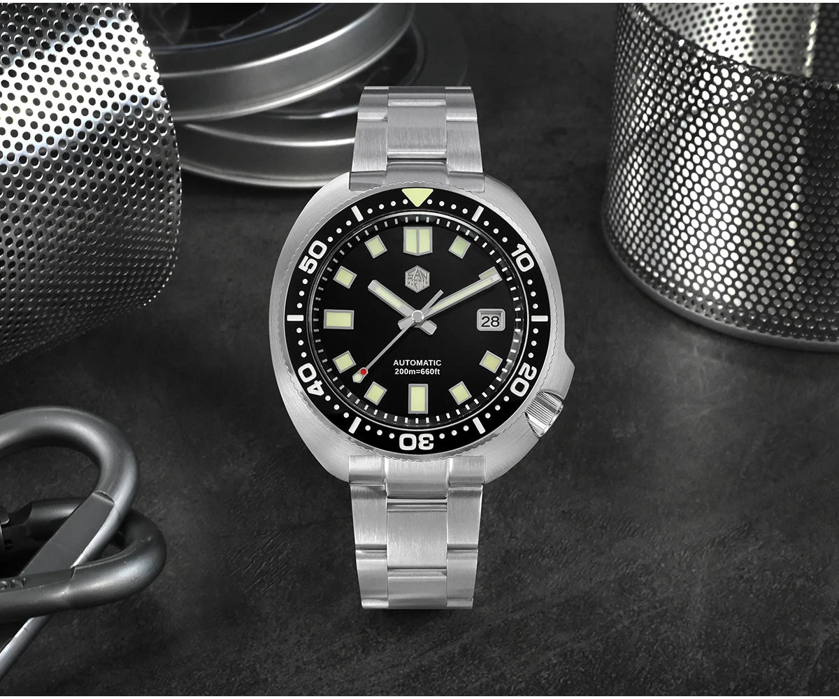 San Martin Turtle Men's Diver Watch 44mm NH35 Automatic Mechanical Wristwatch Sapphire Waterproof 200m Luminous Watches SN0047